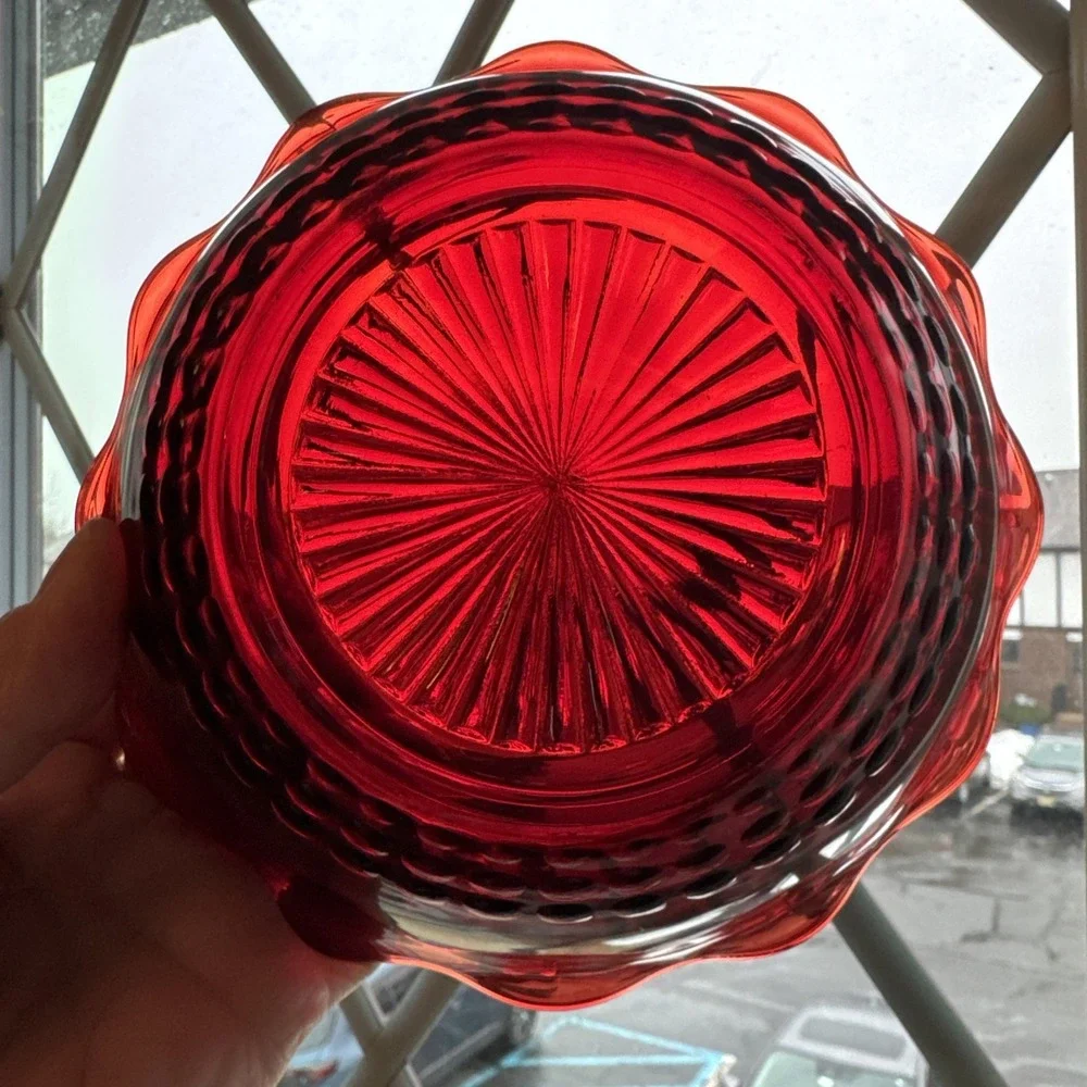 Ruby‎ Red scalloped edge bowl 6.5 inches